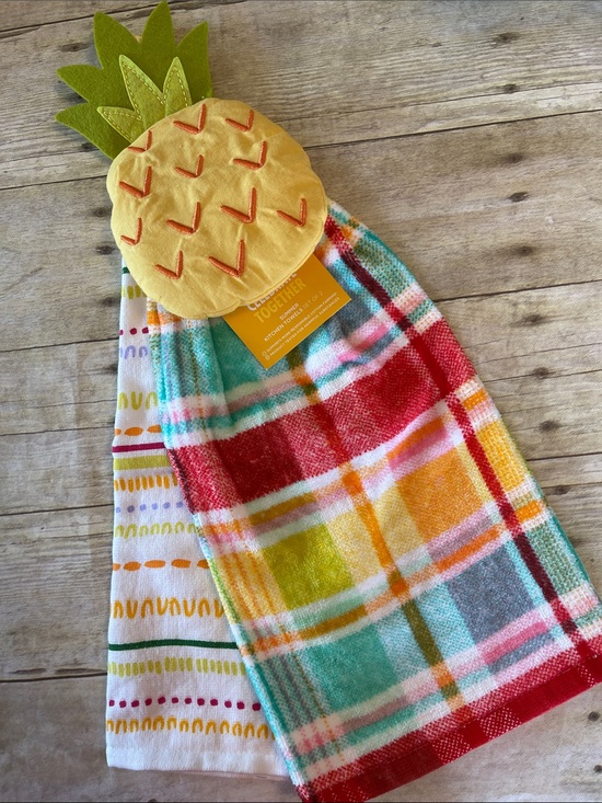 Celebrate Together Other - Pineapple Kitchen Cotton Towel Set of 2-One Hanging-Other Flat-Summer Towels
